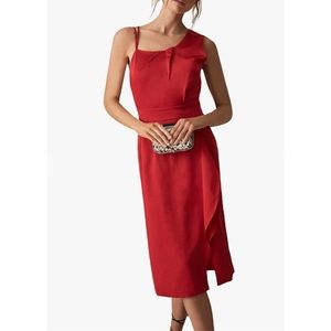 Reiss Sara Ruffle Detail Red Cocktail Dress, One Shoulder, Brand New, Size 0